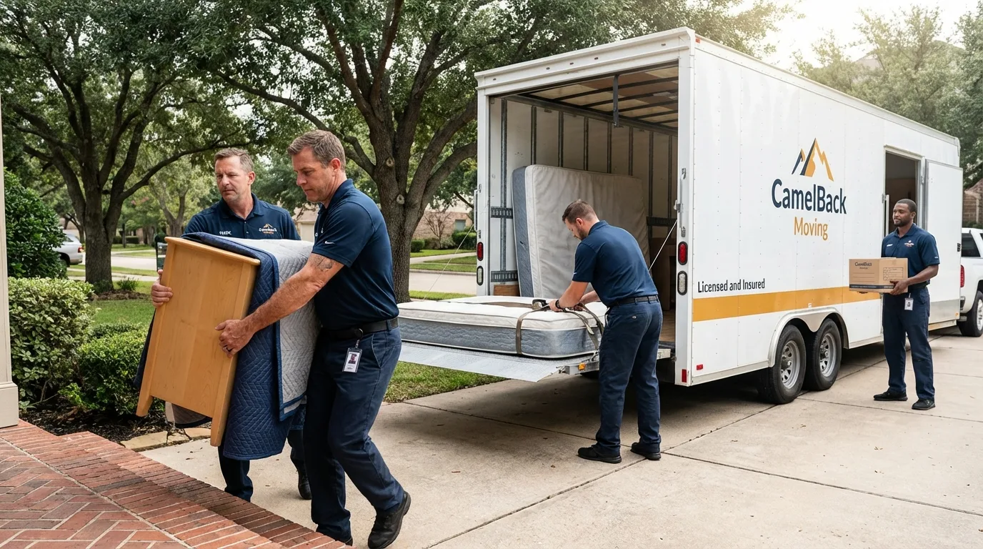 Crew loading residential truck for cross-state move from Onawa, IA
