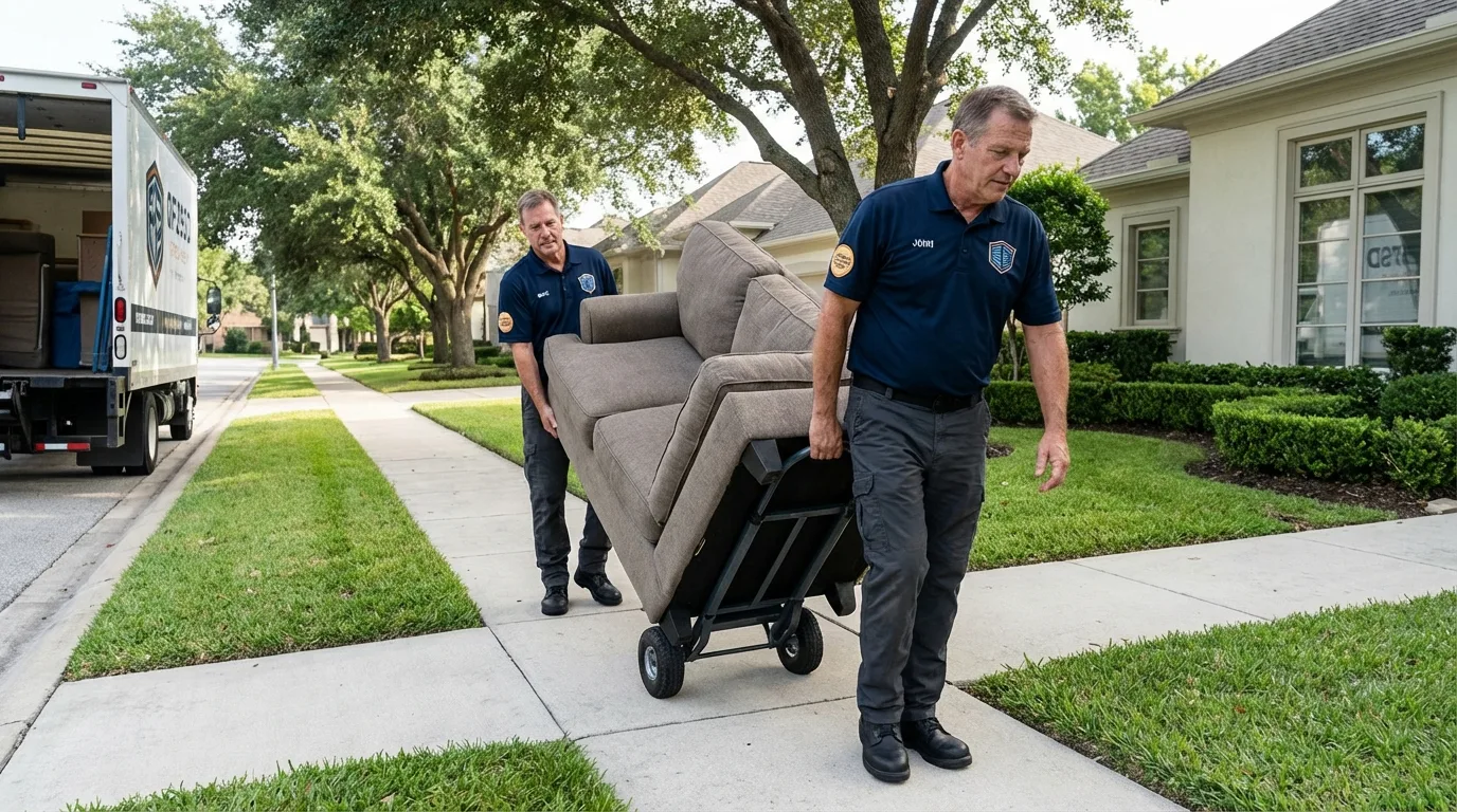 Local residential moving crew loading furniture in Onawa, IA
